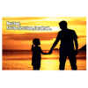 A father and daughter holding hands at sunset.