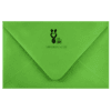 A green envelope with the logo of the company