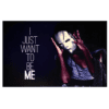 A person with a mask on and the words " i just want to be me ".