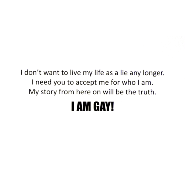 A card with the words " i am gay ".