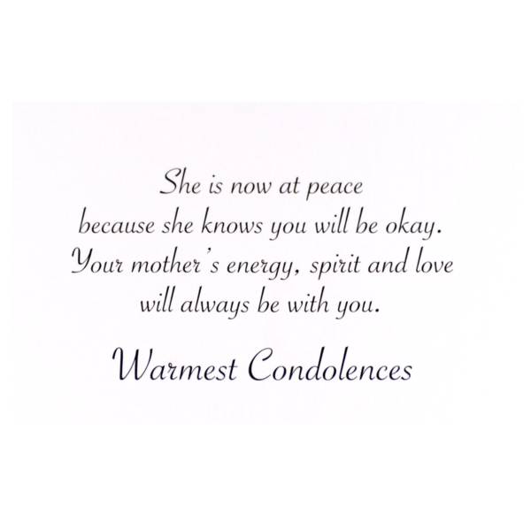 A card with the words " warmest condolences ".