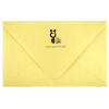 A yellow envelope with a black and white logo.