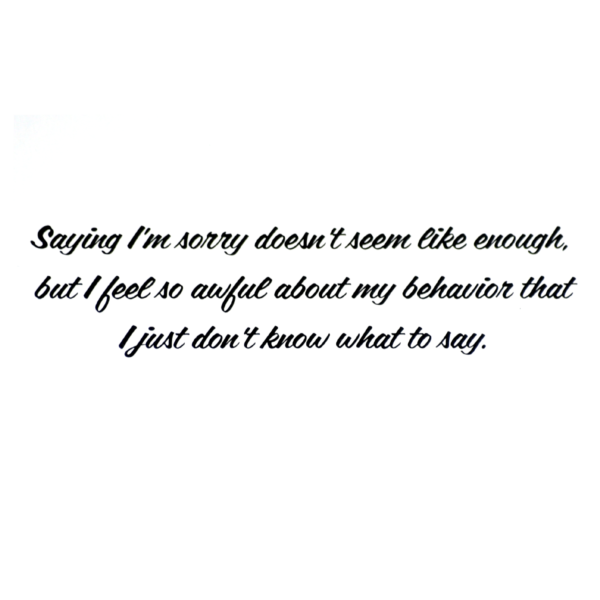 A green background with the words saying i 'm sorry doesn 't seem like enough, but i feel so awful about my behavior that i just don