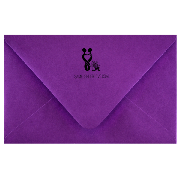 A purple envelope with mickey mouse on it.