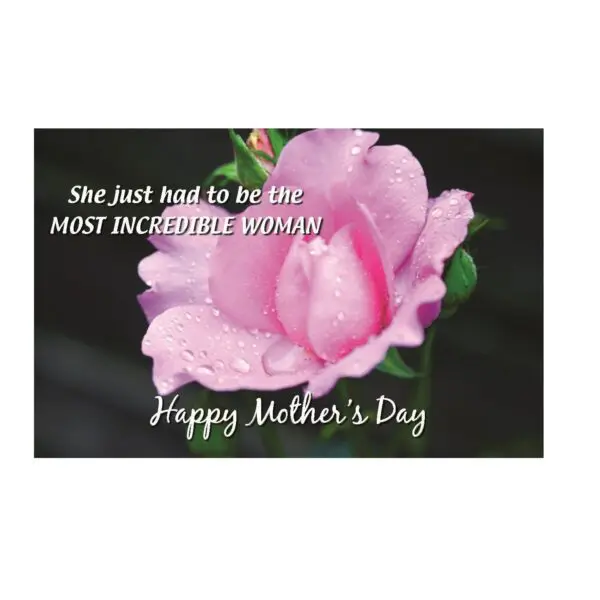 A pink rose with the words " happy mother 's day ".