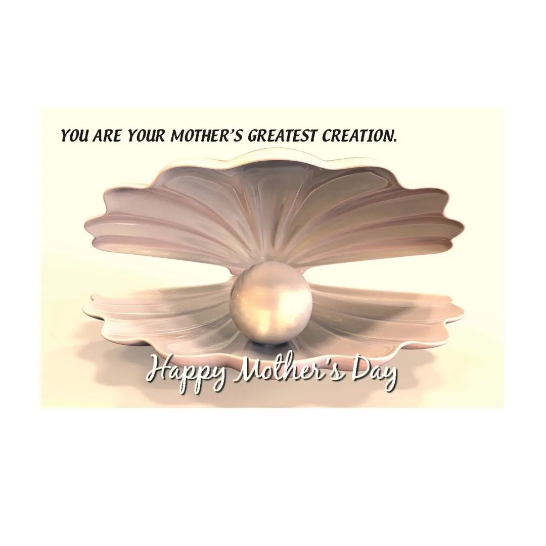 A card with an image of a shell and a pearl.