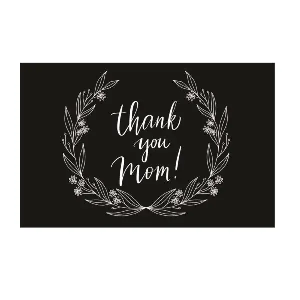 A thank you card with a wreath on it.