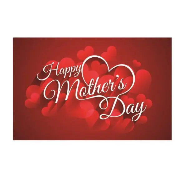 A red background with hearts and the words happy mother 's day.