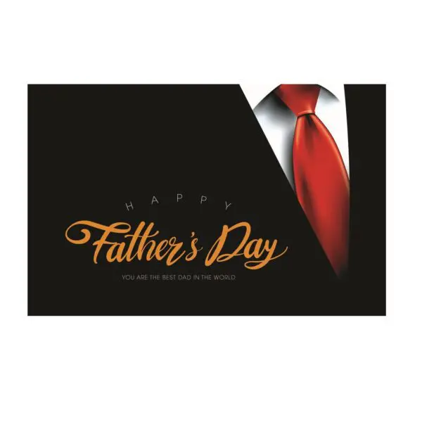 A red tie with the words " father 's day ".