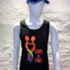 A black tank top with the words love is love on it.