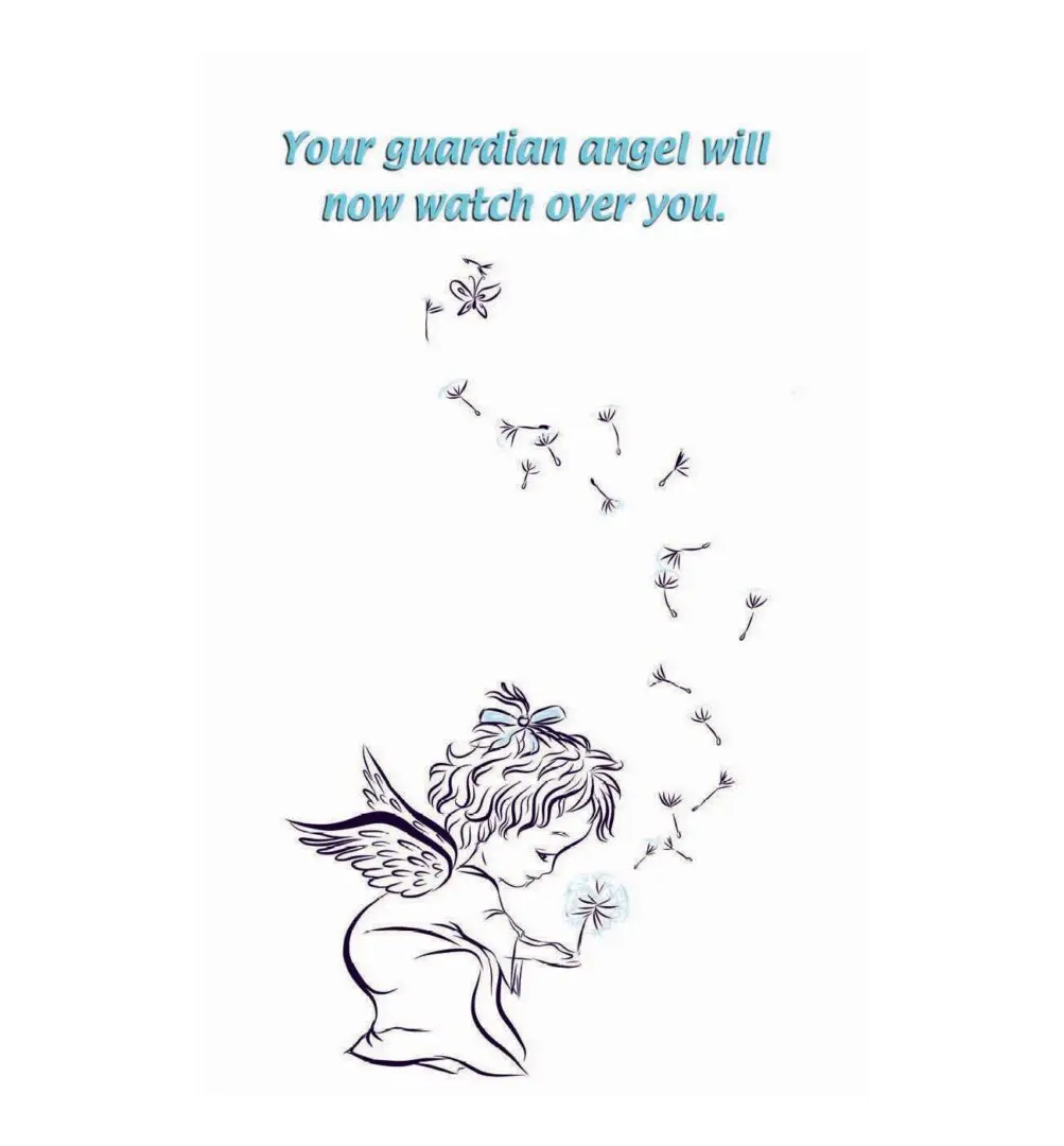 A drawing of an angel with a message.