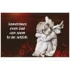 A statue of an angel with a quote on it.