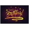 A birthday card with the words happy birthday written in yellow.