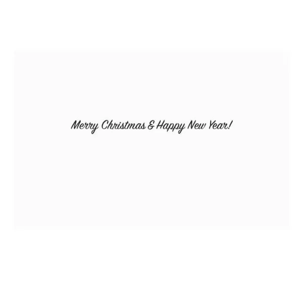 A white card with the words merry christmas and happy new year written in black.