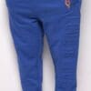 A blue sweat pants with the words " queens court ".