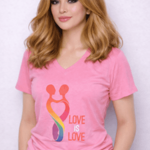 Full Color Short Sleeve Women's V-Neck T-Shirt