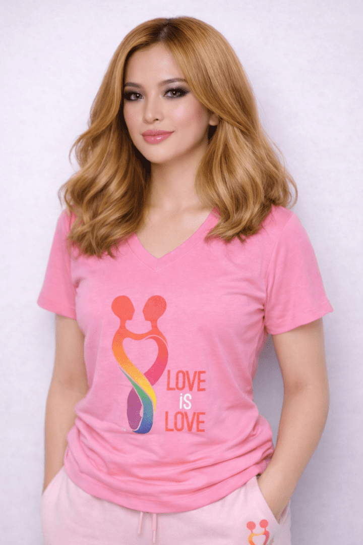 Full Color Short Sleeve Women's V-Neck T-Shirt - Image 2